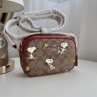 Coach X Peanuts Mini Jamie Camera Bag In Signature Canvas With Snoopy Woodstock PrintStyle No. CF248