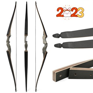 Takedown Longbow คันชักยิงธนู 35lbs ปลายแบน สําหรับผู้ใหญ่ ล่าสัตว์ สีดํา 60 นิ้ว