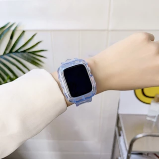 สายนาฬิกาซิลิโคนสำหรับ iWatch 11/10/9/8/se/7/5/4/3/2/1 สายนาฬิกาใส 46mm 45mm.38mm.42mm.41mm.40mm.44mm