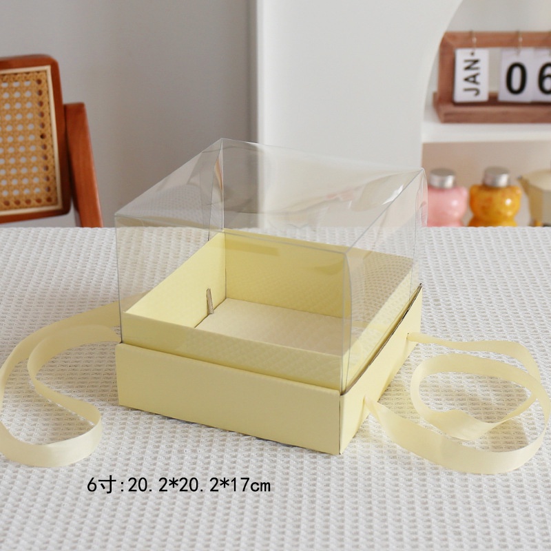 กล่องเค้กแบบใส ฐานสีเหลืองพร้อมริบบิ้นหูหิ้ว ขนาด 1 ปอนด์ - รูปที่ 5