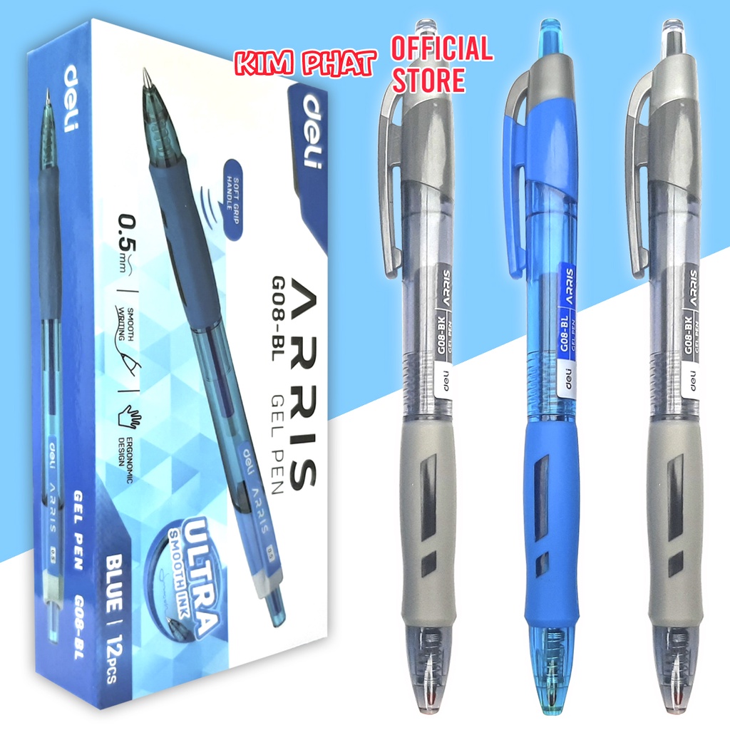 Combo of 03 Gel Ink ปากกาลูกลื่น Deli G08 ARRIS Nib 0.5/ เติมทดแทน Deli S206