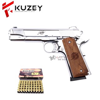 แบลงค์กัน KUZEY M1911 5”นิ้ว KIMBER สีเงินเงา ด้ามไม้ แถมลูก 1 กล่อง ผู้ซื้ออายุ 21 ปีขึ้นไป ส่งภาพถ่ายบัตรประชาชนในแชท