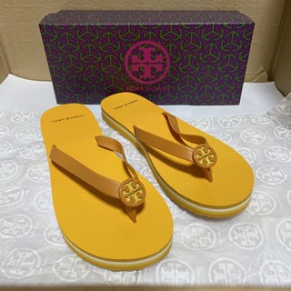 Tory burch flip flop รองเท้าแตะ ทรงคีบ ทอรี่ เบิรช ติดตราโลโก้ มาพร้อมกล่อง สีเหลือง ของแท้ thong sandal slide รองเท้า