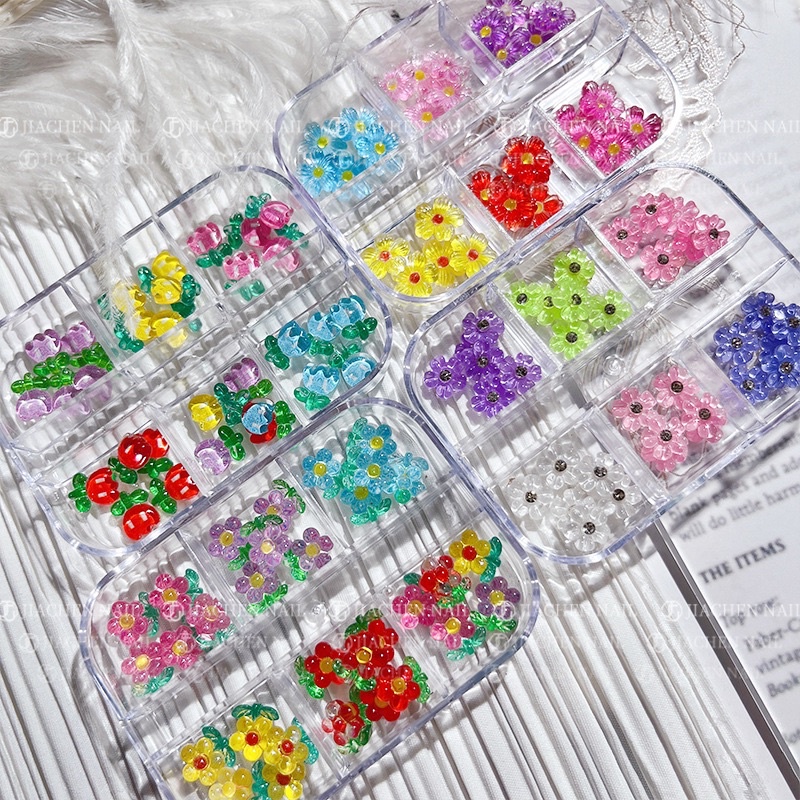 ดอกไม้สำหรับแต่งเล็บพร้อมกล่อง30ชิ้น