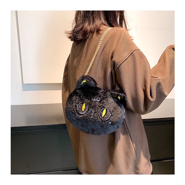 กระเป๋าขนน้องแมวดำสุดน่ารัก กระเป๋าแมวสายสะพายโซ่