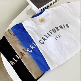 เสื้อครอปสุดชิค พิมพ์ลายCalifornia เสื้อยืด