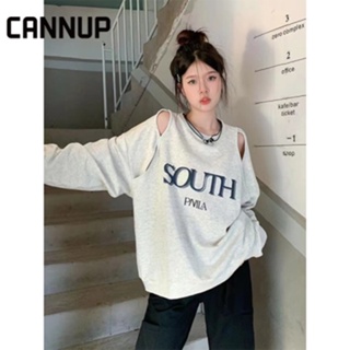 CANNUP เสื้อกันหนาว แขนยาว ทรงหลวม สไตล์เกาหลี สําหรับผู้หญิง A28J03V