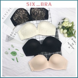 Six_Bra เสื้อใน เกาะอก ไร้ขอบ เสื้อในผู้หญิง ผ้าฟองน้ำ สายปรับได้ พร้อมสายใส ยกทรงผู้หญิง ดันทรงสวย  AAB142