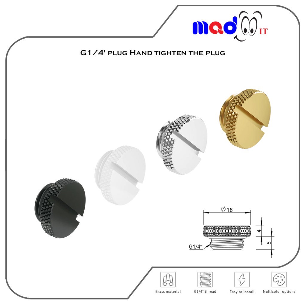 ฟิตติ้งจุกปิด Stopper fitting G1/4 ปลั๊กอุด G1/4 " Stop Plug FITTING PC Water Cooling
