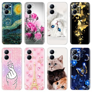 เคสโทรศัพท์มือถือ ซิลิโคนนิ่ม TPU ใส ลายผีเสื้อ แมวน่ารัก สําหรับ Realme C33 2022 C33 C 33 RMX3624 4G