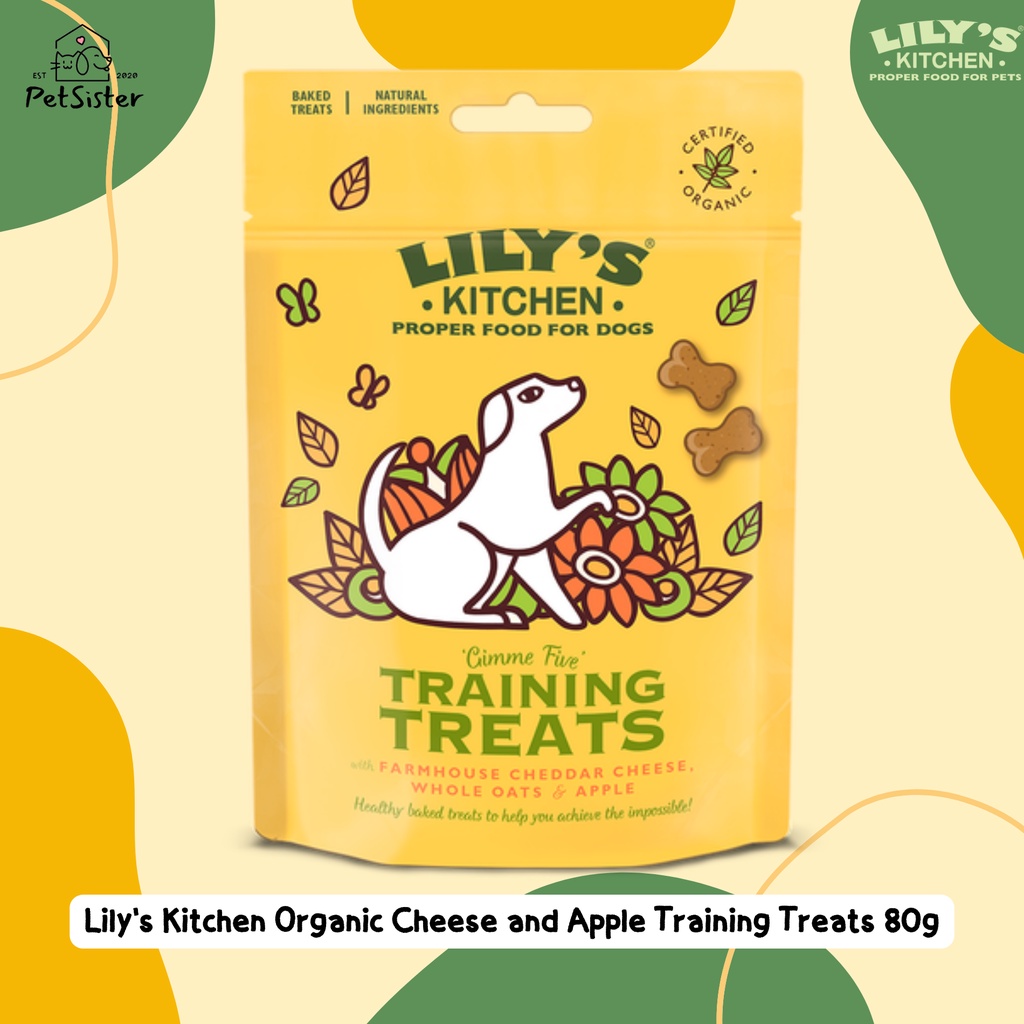 🐶Lily's Kitchen Organic Cheese and Apple Training Treats 80g ขนมสุนัขเกรดพรีเมี่ยม x Petsister