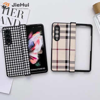 Jiehui เคสโทรศัพท์มือถือหนัง พร้อมบานพับ ลายฟันสุนัข แฟชั่น สําหรับ Samsung Z Fold4 Z Fold3