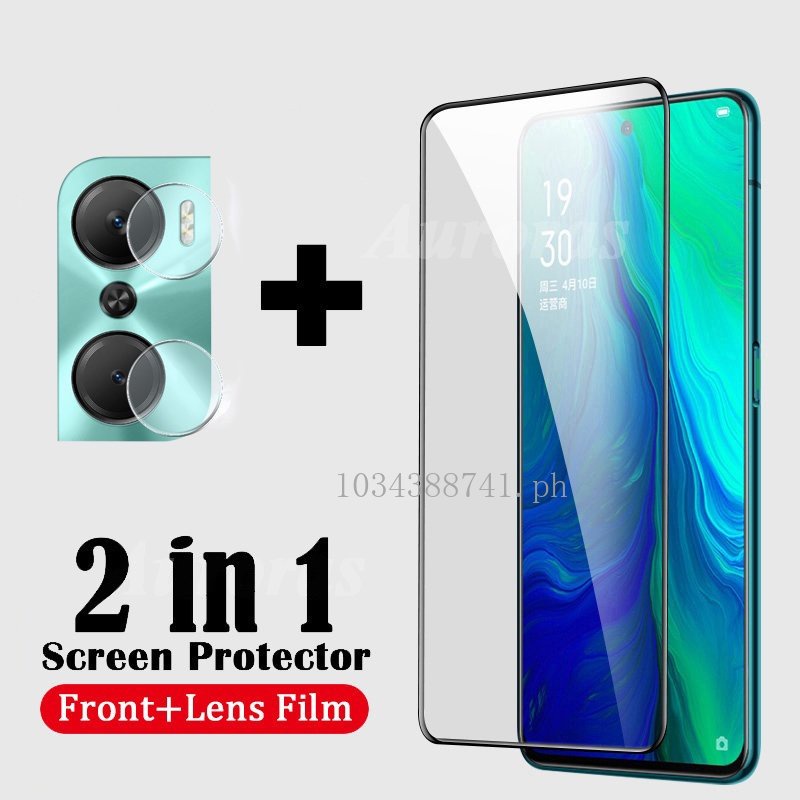 Infinix Hot 20iกระจกนิรภัยสําหรับInfinix Hot 20 12i 11s NFC 11 10 9 Play Note 10s 10 Pro Smart 5 Full Coverage 2 in 1 ป้องกันหน้าจอฟิล์มแก้วป้องกัน