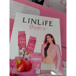 ￼Linlife Protein Strawbery Flavour ลีนไลฟ์ โปรตีน กลิ่นสตรอเบอร์รี่ (10 ซอง x 1 กล่อง)