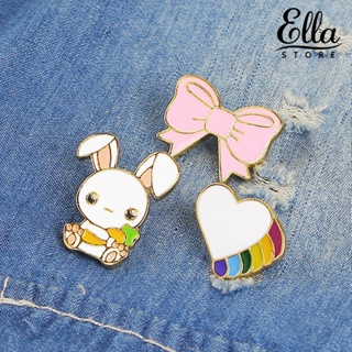 Ellastore123 เข็มกลัดเคลือบ ลายการ์ตูนกระต่ายน่ารัก สําหรับตกแต่งเสื้อผ้า