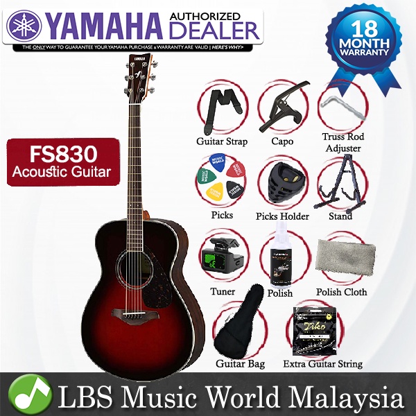 Yamaha FS830 40" Concert Solid Spruce Top Acoustic Guitar - Tobacco Sunburst (FS 830)