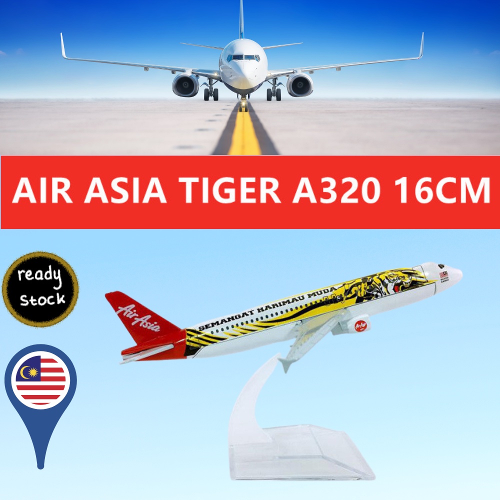 16 ซม.Air Asia Tiger Spirit A320 Miniature Resin Passenger Cargo เครื่องบินเครื่องบินรุ่นคอลเลกชันขอ
