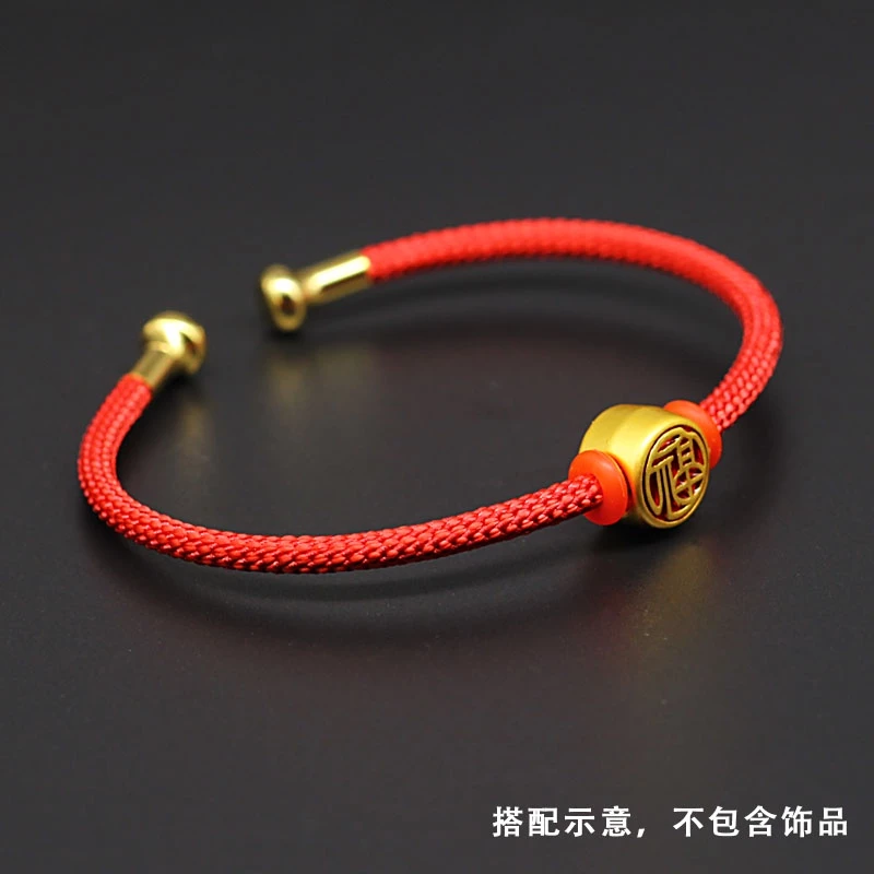 สร้อยข้อมือรูปตัว C แบบเปิด ประดับลูกปัด สีแดงและสีทอง thumbnail 6