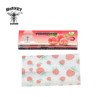 กระดาษโรล Hornet กลิ่นราสพ์เบอร์รี่ 78 มม 50 แผ่น/ตลับ 🌿 Hornet Flavored Rolling Papers 78mm 50 Leaves