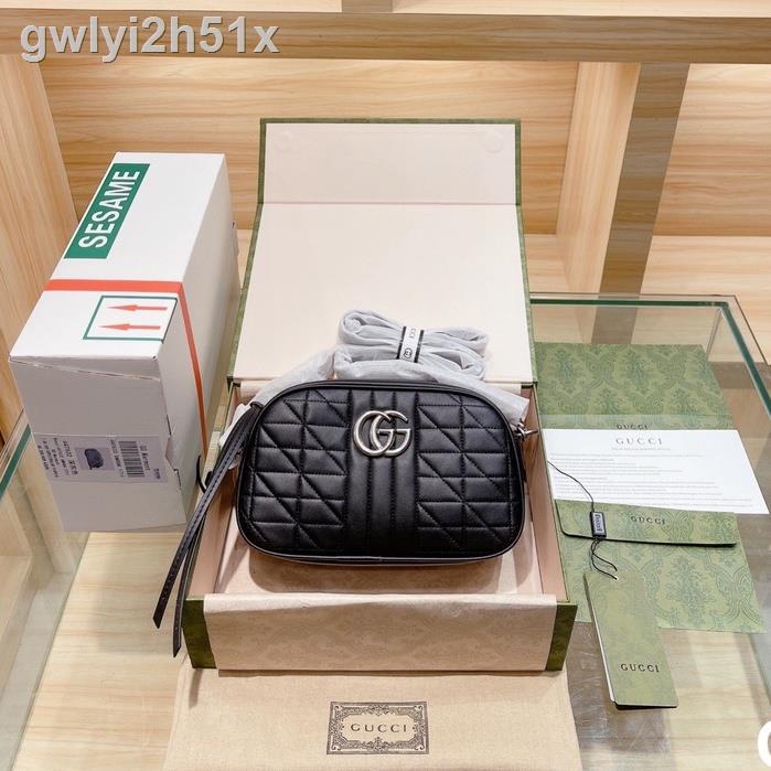 ❐♚2022 with folding box GG mamont camera bag chain diagonal backpack leather wave diagonal backpack fashion versatile wo