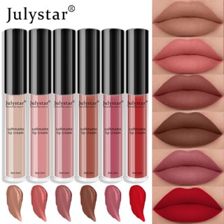 Julystar 6 Color Matte Lip Gloss Set Long Lasting No Fade Non-stick Cup Lip Glaze Liquid Lip Tint Cosmetics Lipstick