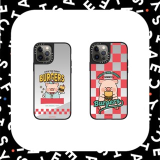 Casetify เคสโทรศัพท์มือถือ ซิลิโคนนิ่ม ลาย BURGERS LULU THE PIGGY พร้อมกระจก สําหรับ iPhone 11 12 13 14 Plus Pro Max