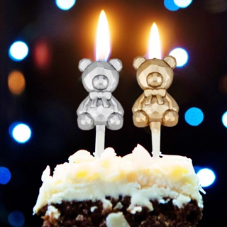 เทียนวันเกิดรูปหมี เทียนวันเกิด เทียนปักเค้ก เทียนวันเกิดแฟนซี happy Birthday ปาร์ตี้วันเกิด หรูหรา