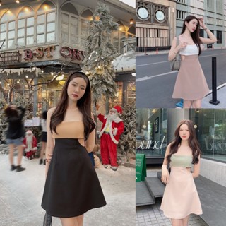 SLYQ MADE 🧵 MOET CUT OUT WAIST SINGLET DRESS เดรสสายเดี่ยวทูโทน งานออกแบบและตัดเองของที่ร้าน