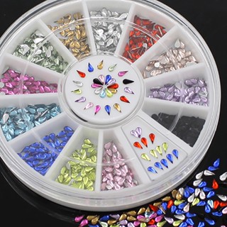 【AG】Fashion Mixed Color Water Drop Nail Art Tips Decoration Wheel