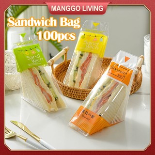 100Pcs Sandwich Bag Easy-To-Tear Bread Pastry Bag Triangle Cake Food Packaging Bag Sandwich Box