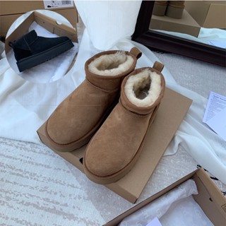 Ugg รองเท้าบูทหิมะ พื้นหนา ขนาดเล็ก 5 ซม. กันลื่น น้ําหนักเบา แฟชั่นคู่รัก สําหรับผู้หญิง