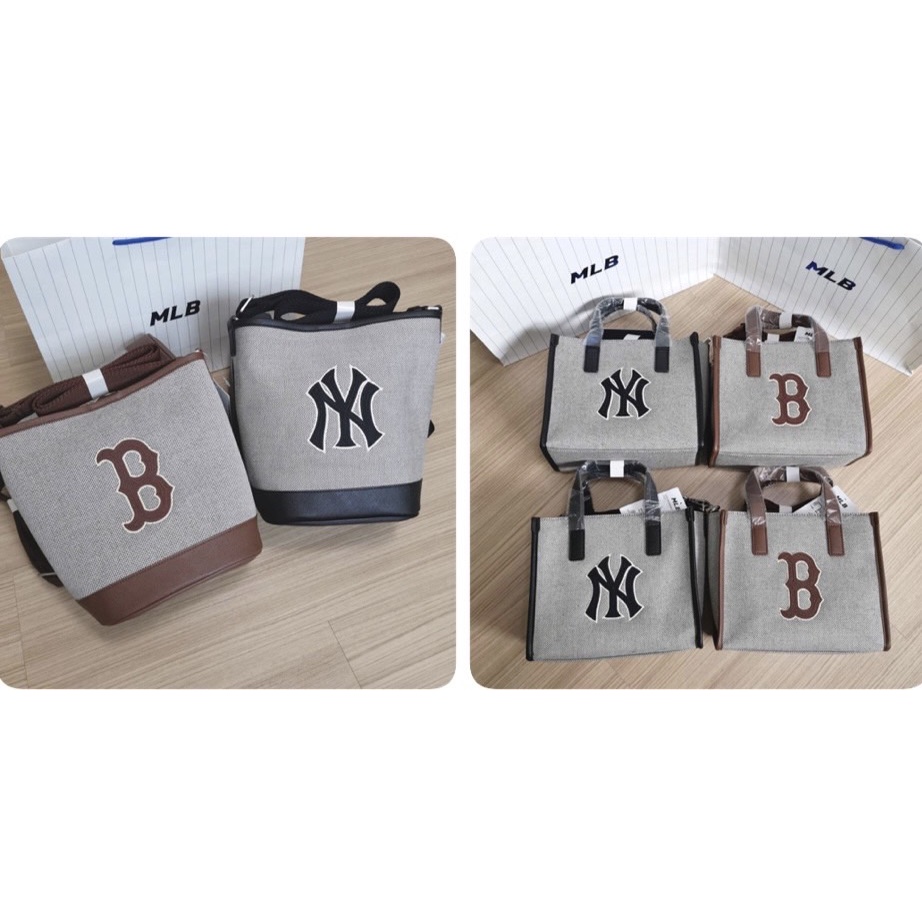 &lt;🔥SALEพร้อมส่ง🔥&gt;กระเป๋าสะพาย MLB Basic Big Logo Canvas Bucket Bag NEW YORK YANKEES และ BOSTON REDSOX