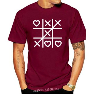 เสื้อยืด พิมพ์ลายกราฟิก Love Tic Tac Toe ของขวัญวันวาเลนไทน์ แฟชั่นสําหรับผู้ชาย