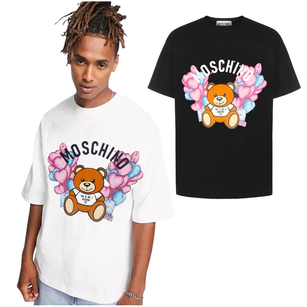 TopBrands คุณภาพพรีเมี่ยม 1:1 M0sch1n0 Tshirt ผู้หญิงผู้ชาย Baju T เสื้อ