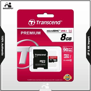 Transcend 8 GB microSDHC Class 10 Uhs-1 Memory Card with Adapter (TS8GUSDU1)