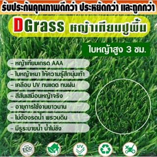 หญ้าเทียมปูพื้น Dgrass สำหรับตกแต่งสวน ใบหญ้าขนาดเล็กความสูง 3 ซม. รุ่น DG-S-30-15 (สีเขียวล้วน) มีขนาดให้เลือก