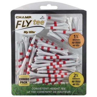 Tees CHAMP Fly tee My Hite ที่ตั้งลูกกอล์ฟ Combo Pack size 2 3/4" (69 mm) - 40 Count + 10 bonus 1 3/4" (44mm) tees