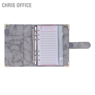 Chris Office แฟ้มหนัง Pu ขนาด A6 6 รู พร้อมกระเป๋าซิป 8 ช่อง 12 แผ่น สติกเกอร์ 2 ชิ้น แบบเปลี่ยน