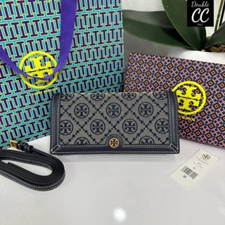 (แท้ 💯%‼ from Factory) T MONOGRAM JACQUARD CHAIN WALLET