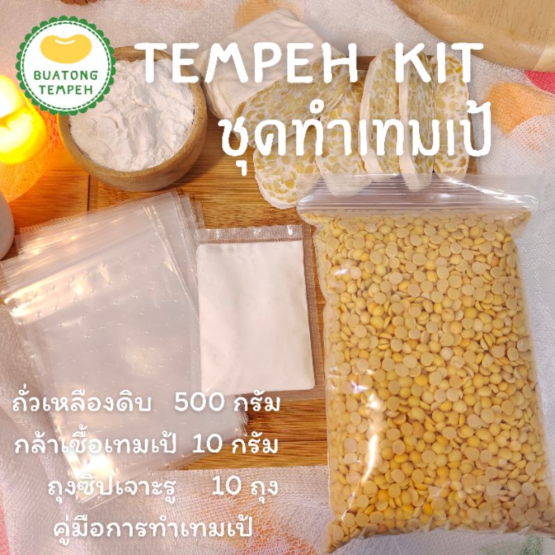 ชุดทำเทมเป้ Tempeh Kit (ถั่วเหลือง+กล้าเชื้อ+ถุงซิปเจาะรู+คู่มือ)ทำเองง่ายๆสร้างกิจกรรมในครอบครัว