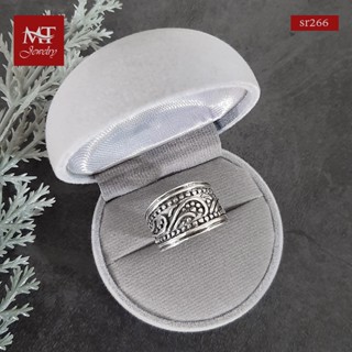 MT แหวนเงินแท้ สไตล์วินเทจ งานรมดำ ไซส์: 52, 54 Solid 925 Sterling Silver Ring (sr266) MT Jewelry มณีธารา