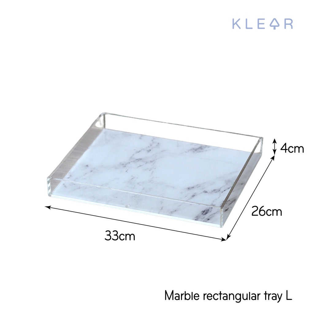 KlearObject Marble Rectangular Tray (L) ถาดอะคริลิคใสพื้นลายหินอ่อน ถาดเอนกประสงค์ ถาดใส่เครื่องสำอางค์ ถาดอะคริลิค