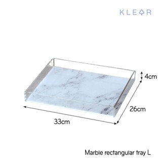 KlearObject Marble Rectangular Tray (L) ถาดอะคริลิคใสพื้นลายหินอ่อน ถาดเอนกประสงค์