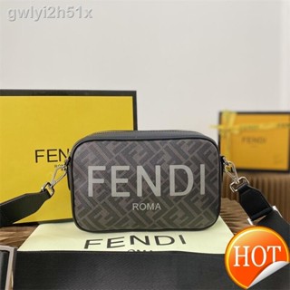 ◑【Free Shipping】Cowhide Authentic Factory Fendis Men Messenger Bags Camera Bag Cowhide  Leather Cross Body Single Should