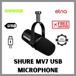 SHURE BShure Mv7 ไมโครโฟนไดนามิก Usb Xlr ตัดเสียงรบกวน สีดํา สําหรับพอดแคสต์ บันทึก ถ่ายทอดสด เล่นเกม เอาท์พุตหูฟังในตัว ไมโครโฟนไดนามิก Usb Xlr Teamspeak และ Zoom Certified Xe2 X80 X93