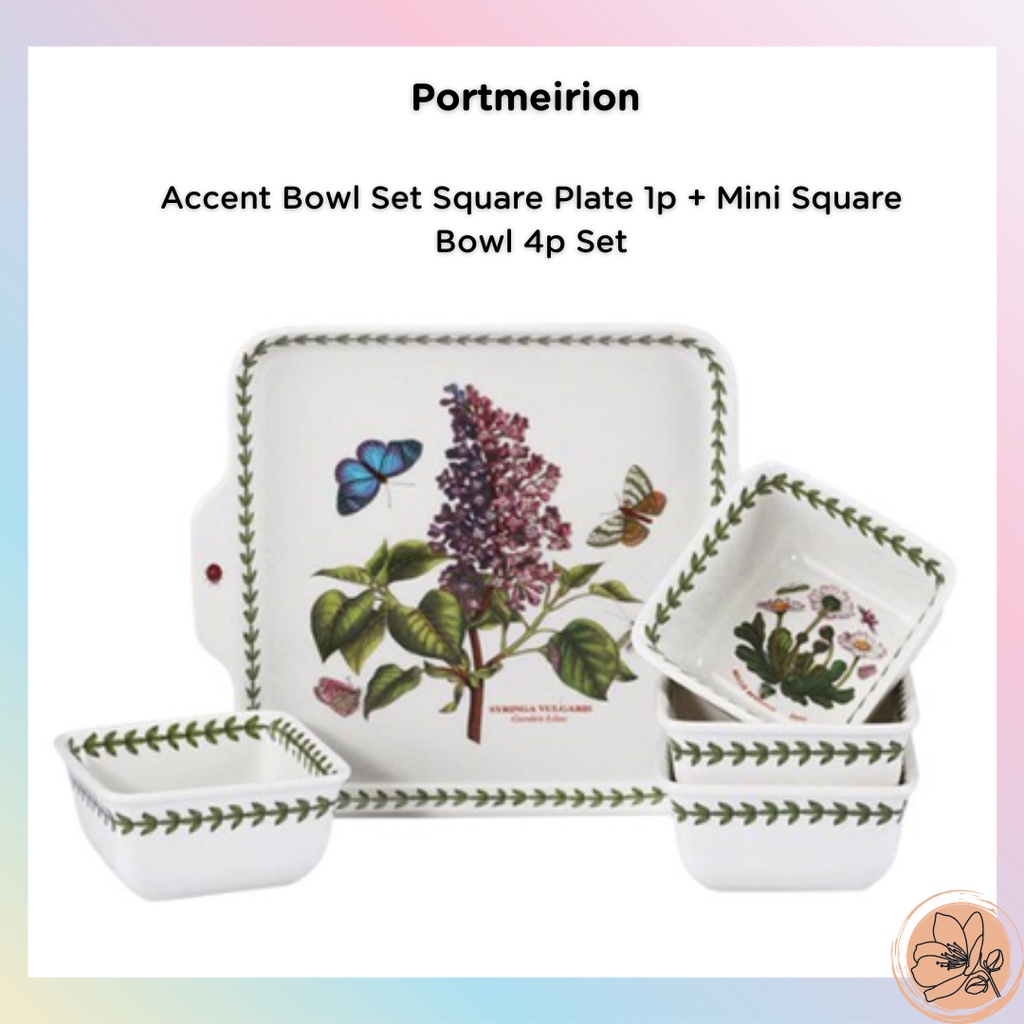 PORTMEIRION x Accent Bowl Set Square Plate 1p + Mini Square Bowl 4p Set