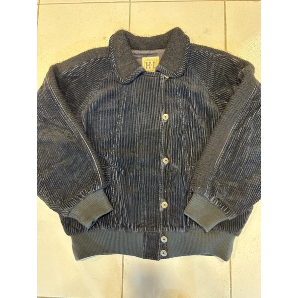 jacketลูกฟูกสีดำคอบัวสไตล์วินเทจ