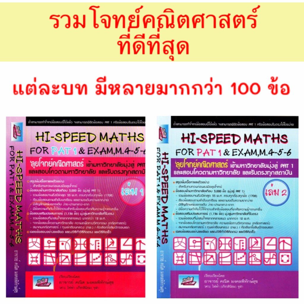 Hi-Speed Maths For PAT 1 & Exam M. 4 - 5 - 6 ลุยโจทย์ ข้อสอบ คณิตศาสตร์ เข้า มหาวิทยาลัย มุ่งสู่ PAT 1 รับตรง เล่ม 1 GZ