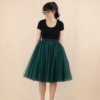 LARLA ✿ SK01DG กระโปรงสุ่ม กระโปรงเจ้าสาว Tutu Skirt สีเขียวคริสมาส