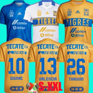 เสื้อกีฬาแขนสั้น ลายทีมชาติฟุตบอล Tigres UANL 22 23 ชุดเยือน สีเหลือง ฟ้า ไซซ์ S-4XL